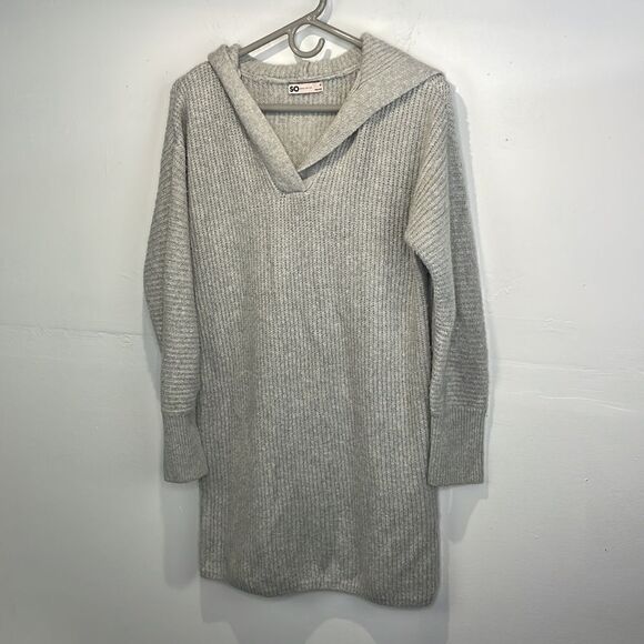 SO Knit Sweater Dress Long sleeve with hood a line super soft and cozy Small - Picture 4 of 12